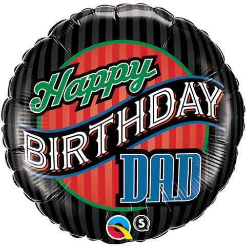 Happy Birthday Dad Blue Holographic Round Foil Helium Balloon 46cm / 18 in Party Happy Birthday Dad Blue Holographic Round Foil Helium Balloon 46cm / 18 in Party