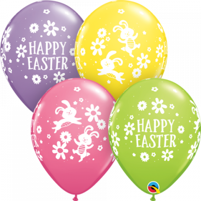 5 x Happy Easter Latex Balloons (2 - 3 Days float time)