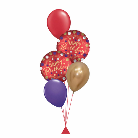 Red Stars Happy Birthday Balloon Bouquet