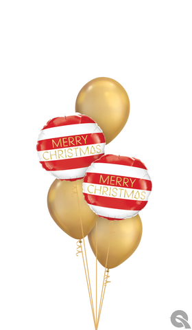 Merry Christmas Gold & Red Balloon Arrangement