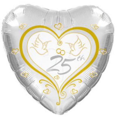 25th Anniversary Doves Foil Balloon