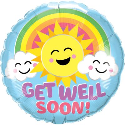 Get Well Soon Sunshine & Rainbows Foil Balloon (45cm)