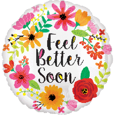 Feel Better Soon Bright Flowers Foil Balloon