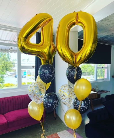 Double number Gold Birthday & Confetti Bouquets