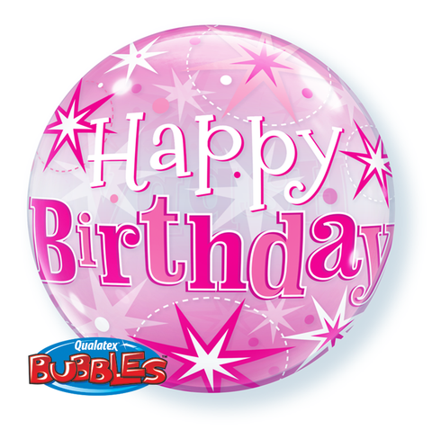 Birthday Pink Sparkle Starburst Bubble Balloon