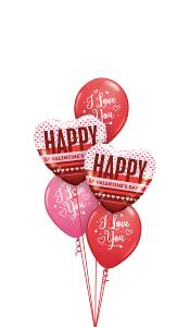 Happy Valentines Day Hearts with I love you Balloon Bouquet