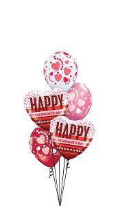 Happy Valentines Day Hearts with Hearts Balloon Bouquet