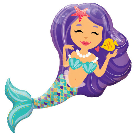 Purple Mermaid Shape Foil Balloon