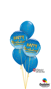 Blue & Gold Birthday Balloon Bouquet