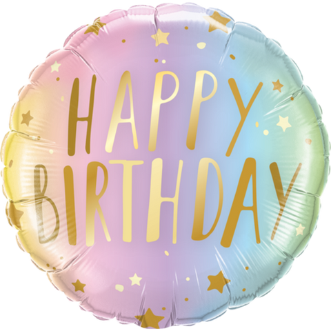 Happy Birthday Ombre Pastel Foil Balloon