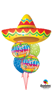 Fiesta Happy Birthday Sombrero Balloon Bouquet