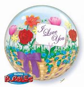 I Love You Flower Basket Bubble Balloon