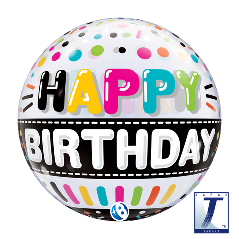 Happy Birthday Black Band Bubble Balloon