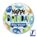 Happy Birthday to You Blue & Green Bubble Balloon