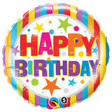 Birthday Stripes & Stars Foil Balloon