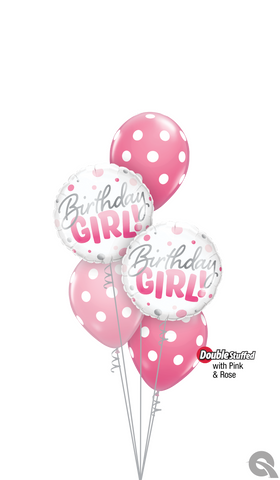 Birthday Girl Soft Pink Spots Balloon Bouquet