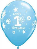 5 x 1st Birthday Blue Latex Balloons (2 - 3 Days float time)