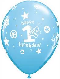 5 x 1st Birthday Blue Latex Balloons (2 - 3 Days float time)