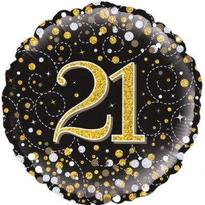 21 Fizz Black & Gold Foil Balloon