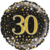 30 Fizz Black & Gold Foil Balloon