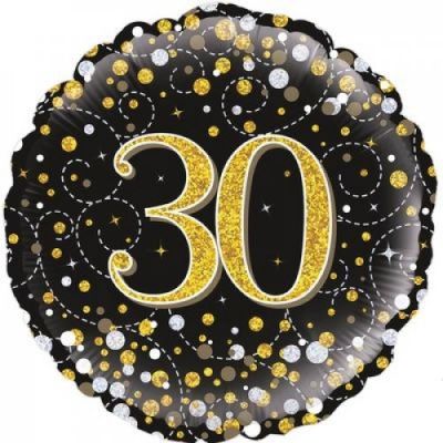 30 Fizz Black & Gold Foil Balloon