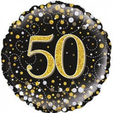 50 Fizz Black & Gold Foil Balloon