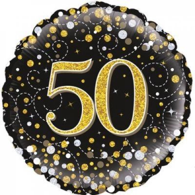 50 Fizz Black & Gold Foil Balloon