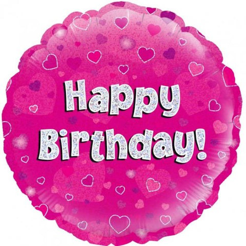 Happy Birthday Pink Hearts Foil Balloon