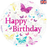 Happy Birthday Butterflies Foil Balloon