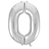 Number 0 Silver Foil Balloon