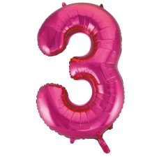 Number 3 Magenta Megaloon Number Balloon (86cm)