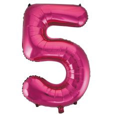 Number 5 Magenta Megaloon Number Balloon (86cm)