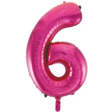 Number 6 Magenta Megaloon Number Balloon (86cm)