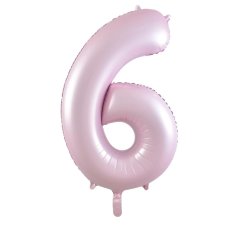 Matte Pastel Number 6 Pink Megaloon Balloon (86cm)