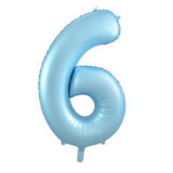 Matte Pastel Number 6 Blue Megaloon Balloon (86cm)