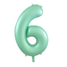 Matte Pastel Number 6 Mint Green Megaloon Balloon (86cm)