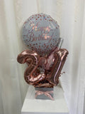 Rose Gold 21st Birthday Champagne Balloon Gift Box