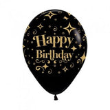3 x Metallic Happy Birthday Glitter Latex Balloons (2 - 3 Days float time)
