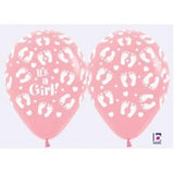 5 x It's a Girl Footprints Latex Balloons (2 - 3 Days float time)