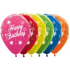 3 x Metallic Happy Birthday Sparkles Latex Balloons (2 - 3 Days float time)