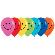 5 x Colourful Smiley Latex Balloons (2 - 3 Days float time)