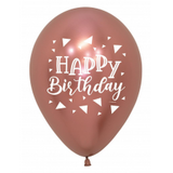 3 x Rose Gold Reflex Birthday Latex Balloons (2 - 3 Days float time)