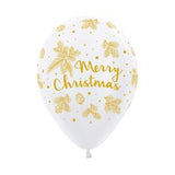 3 x White & Gold Christmas Latex Balloons
