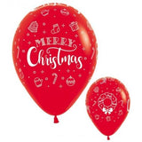 5 x Red Christmas Themed Latex Balloons