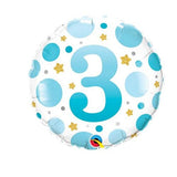 3rd Birthday Blue & Gold Dots Balloon