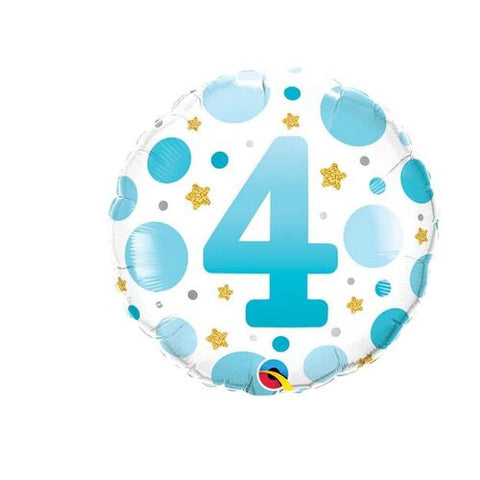 4th Blue & Gold Dots Age Balloon