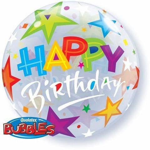 Birthday Stars & Streamers Bubble Balloon