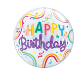 Happy Birthday Swiggle Lines & Stars Bubble Balloon