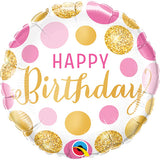 Happy Birthday Pink & Gold Glitter Foil Balloon