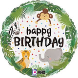 Jungle Animals Happy Birthday Foil Balloon (45cm)